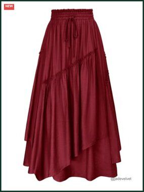 Flowy A-Line Maxi Skirt Renaissance Pirate Skirt with Pockets Double Layer
